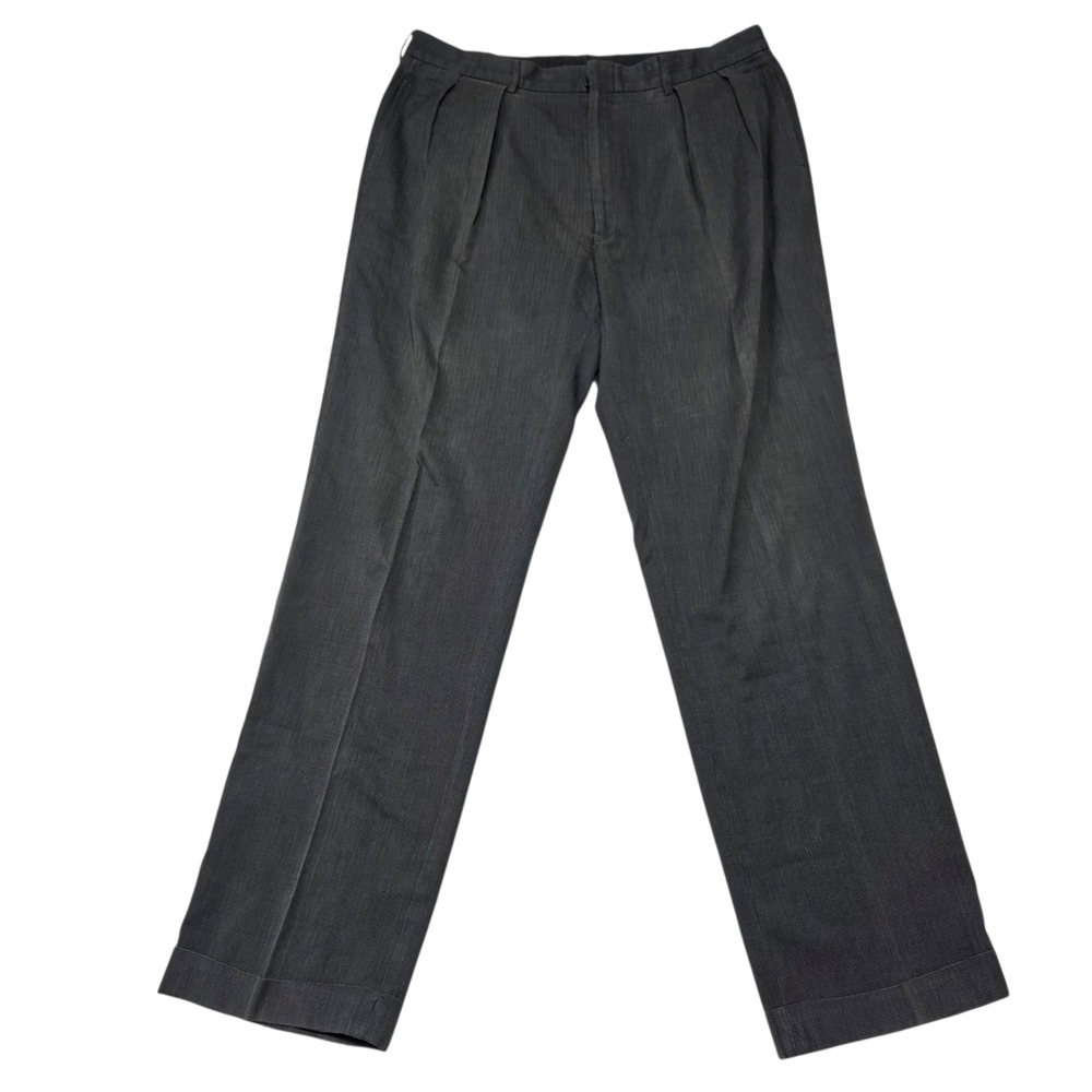 Polo by Ralph Lauren Men Charcoal Pleated Cotton Dress Pants Trousers 38x34